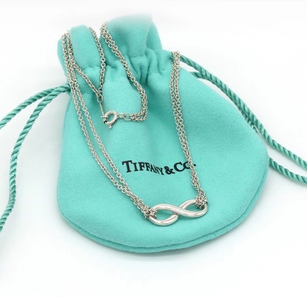 Tiffany & Co. Figure Eight Necklace Pendant Double Chain 925 Silver  'SALE'